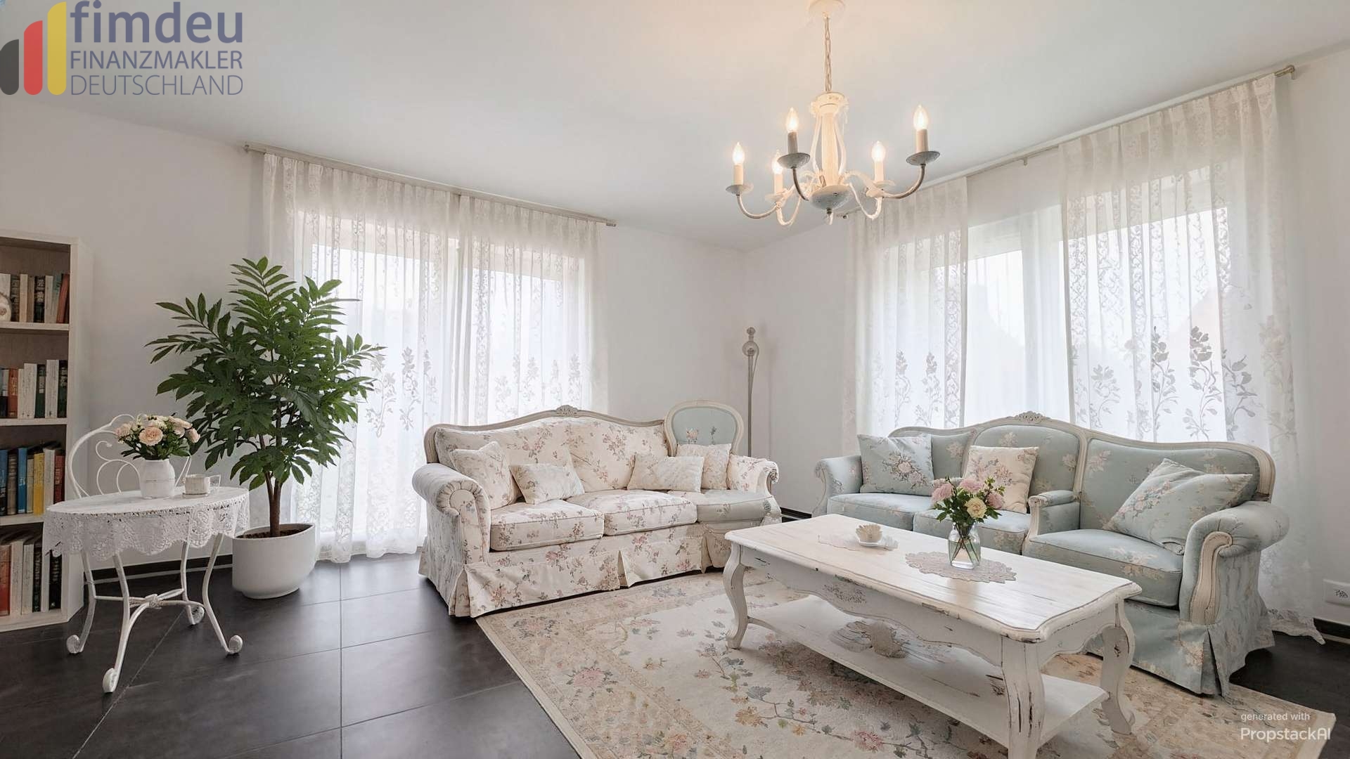Wohnzimmer - Wohnzimmer, Shabby-Chic - (KI generiert)